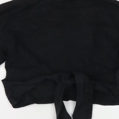 Womens UK Size 8 Topshop Black Cropped T-Shirt