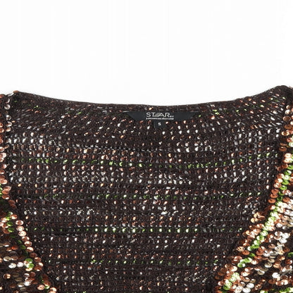 Julien Macdonald Womens Multicoloured V-Neck Viscose Cardigan Jumper Size S