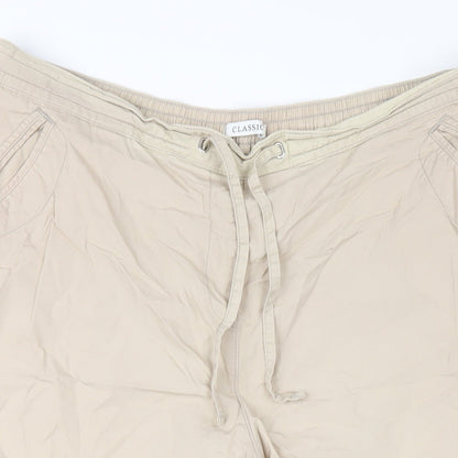 Classic Womens Beige Cotton Capri Trousers Size 18 L20 in Regular Drawstring
