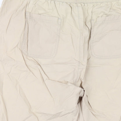 Classic Womens Beige Cotton Capri Trousers Size 18 L20 in Regular Drawstring