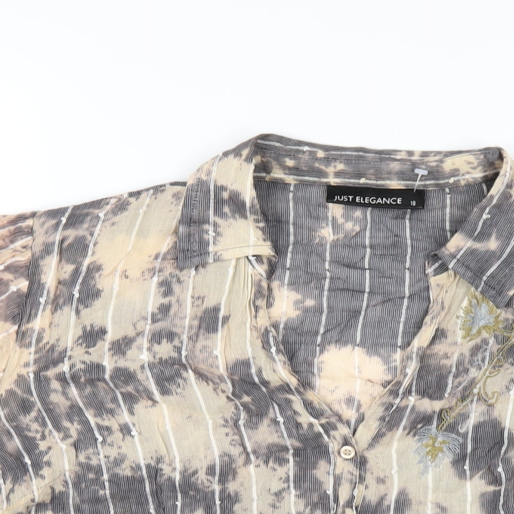 Just Elegance Womens Multicoloured Cotton Basic Button-Up Size 18 Collared