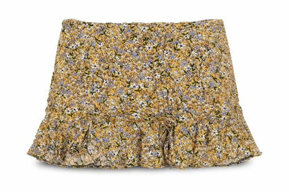 Kiss the Sky Womens Yellow Floral Viscose A-Line Skirt Size XS Zip