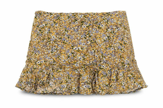 Kiss the Sky Womens Yellow Floral Viscose A-Line Skirt Size XS Zip