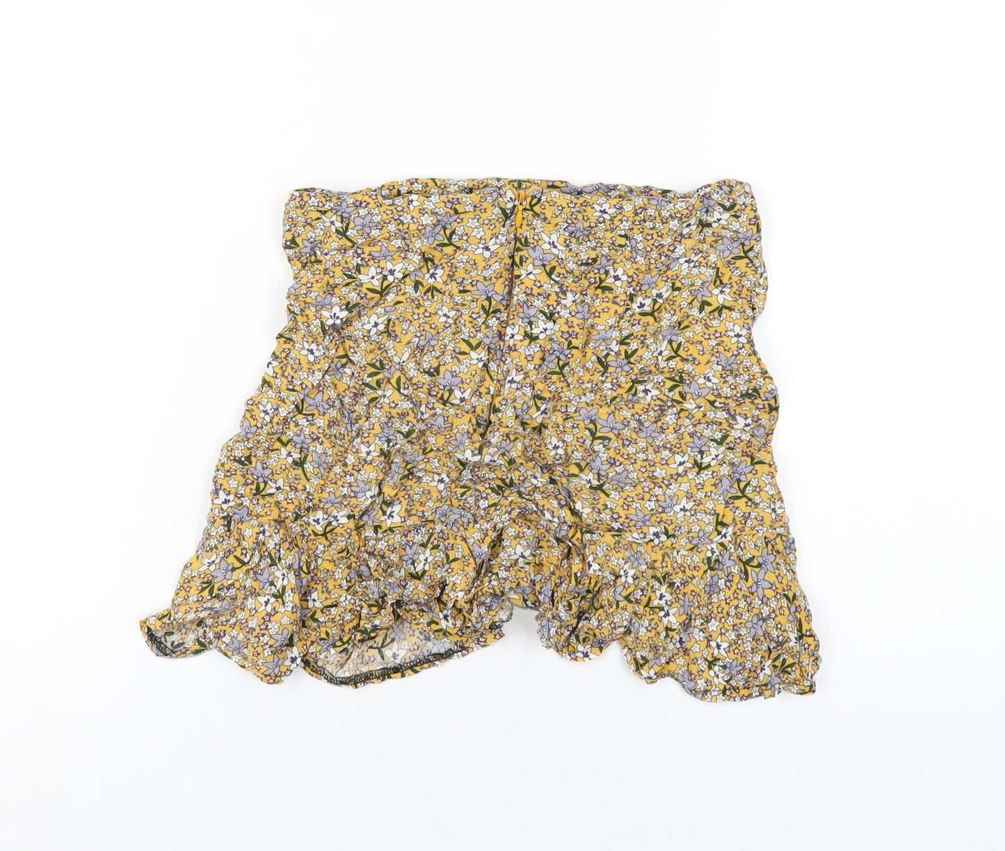 Kiss the Sky Womens Yellow Floral Viscose A-Line Skirt Size XS Zip