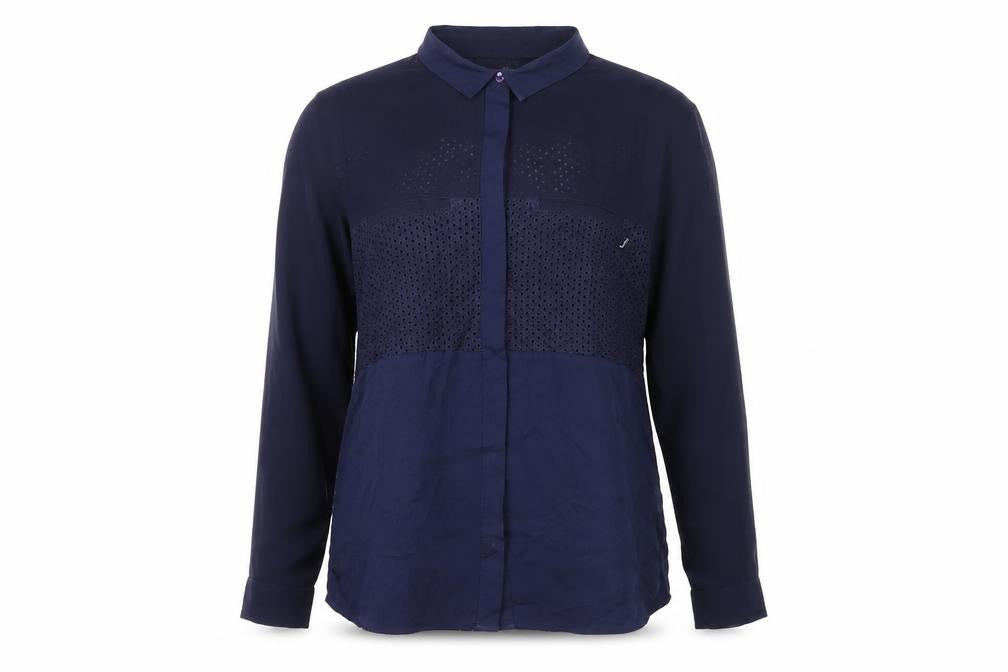 Womens UK Size 10 French Connection Blue Basic Button-Up