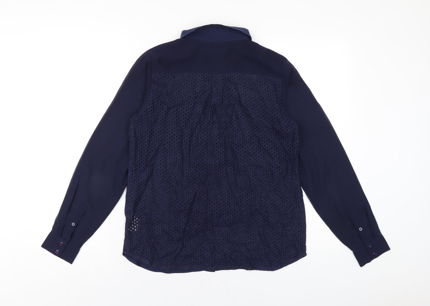 French Connection Womens Blue Polyester Basic Button-Up Size 10 Collared