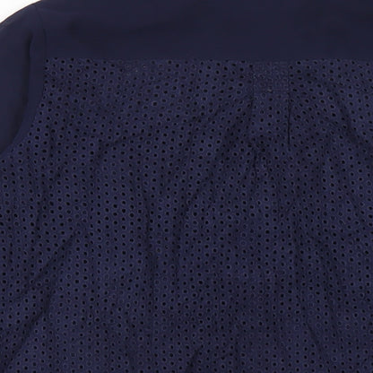 French Connection Womens Blue Polyester Basic Button-Up Size 10 Collared