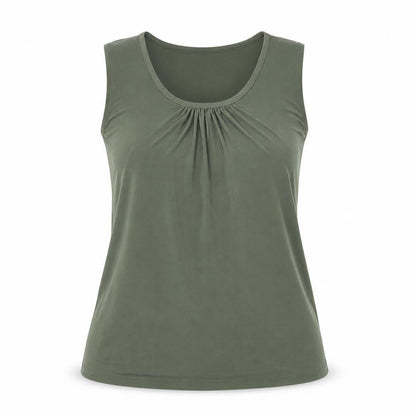 Susan Graver Womens Green Polyester Basic Tank Size S Scoop Neck