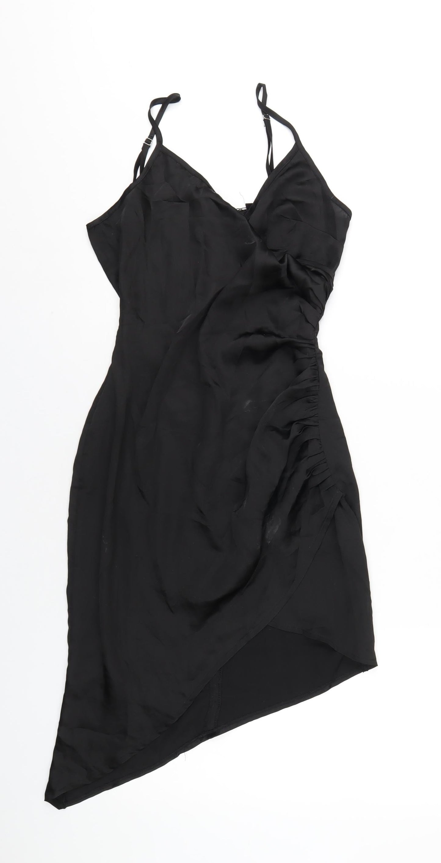 PRETTYLITTLETHING Womens Black Polyester Bodycon Size 6 V-Neck Zip