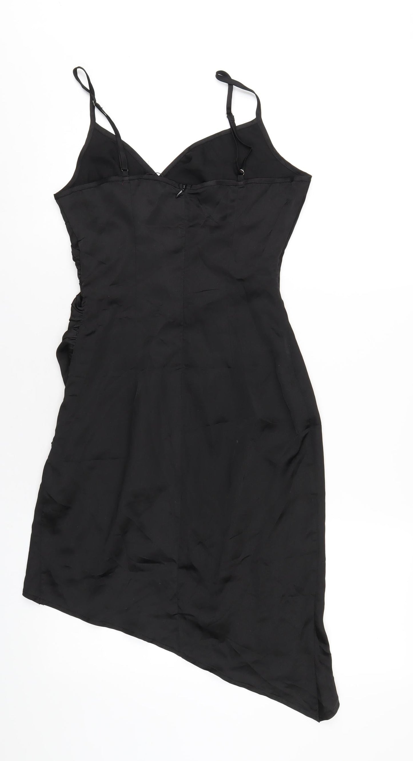 PRETTYLITTLETHING Womens Black Polyester Bodycon Size 6 V-Neck Zip