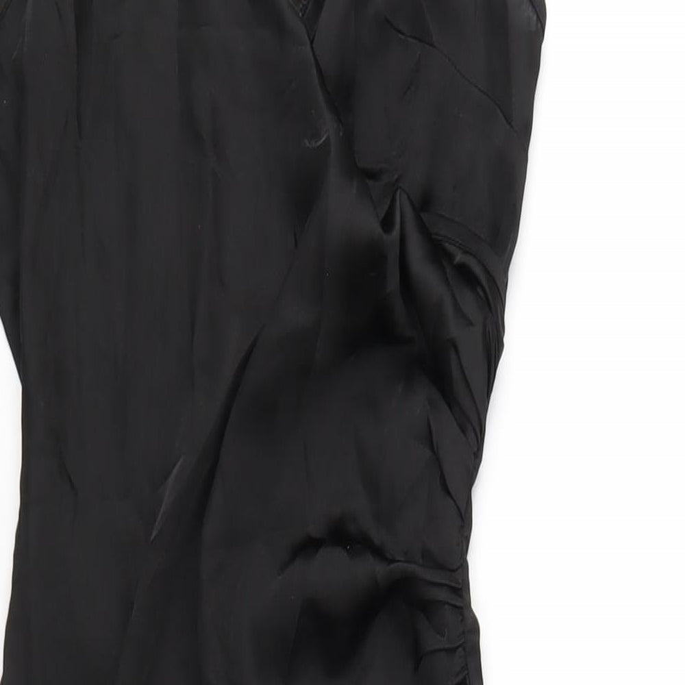 PRETTYLITTLETHING Womens Black Polyester Bodycon Size 6 V-Neck Zip