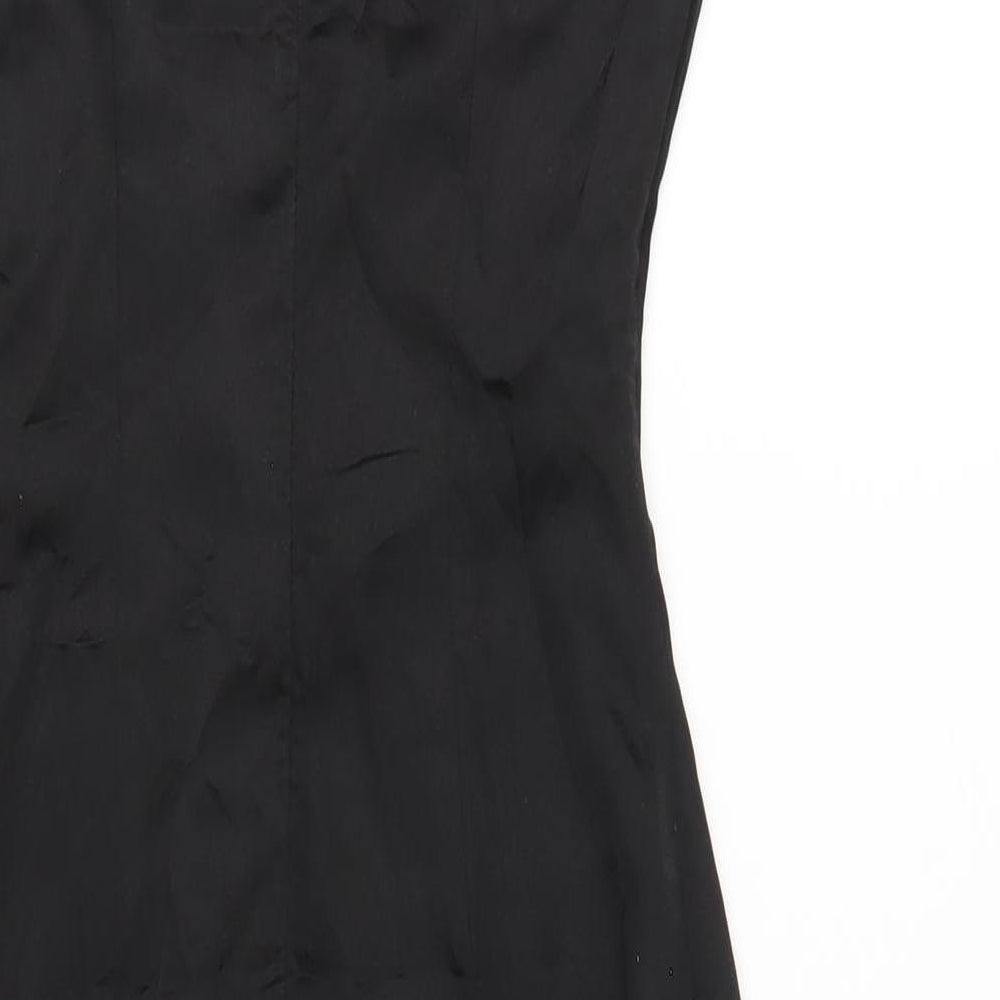 PRETTYLITTLETHING Womens Black Polyester Bodycon Size 6 V-Neck Zip