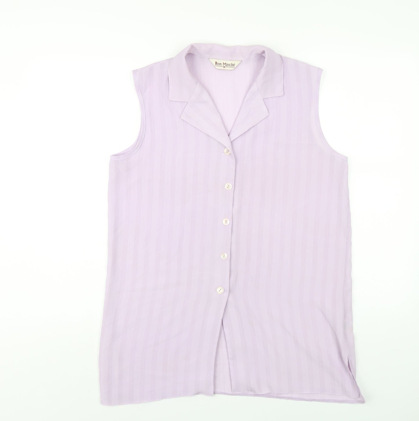 Bonmarché Womens Purple Polyester Basic Button-Up Size 14 Collared
