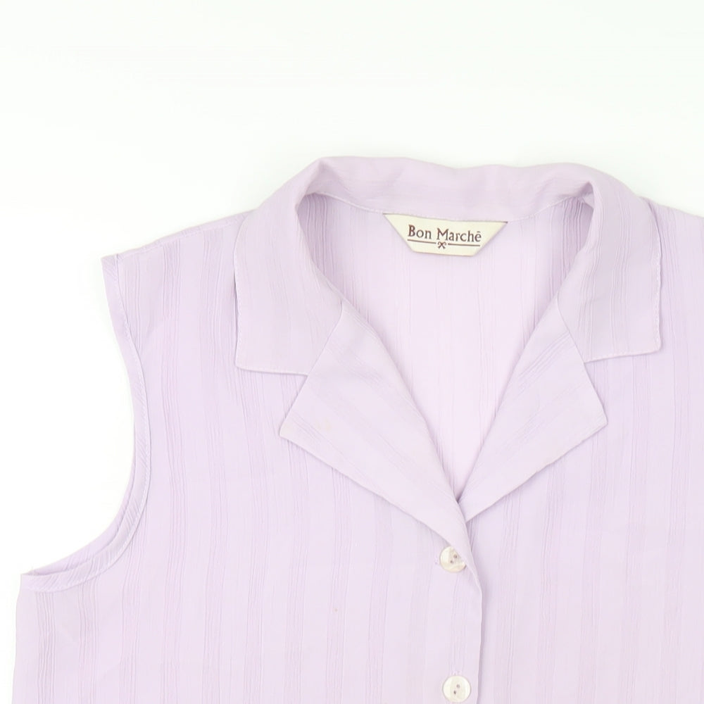 Bonmarché Womens Purple Polyester Basic Button-Up Size 14 Collared