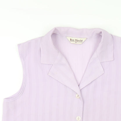 Bonmarché Womens Purple Polyester Basic Button-Up Size 14 Collared