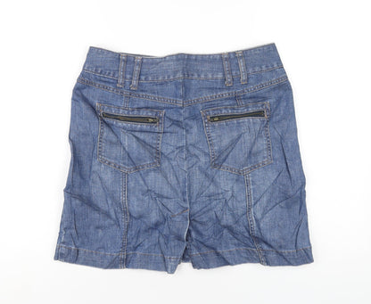 Marks and Spencer Womens Blue Cotton A-Line Skirt Size 10 Button