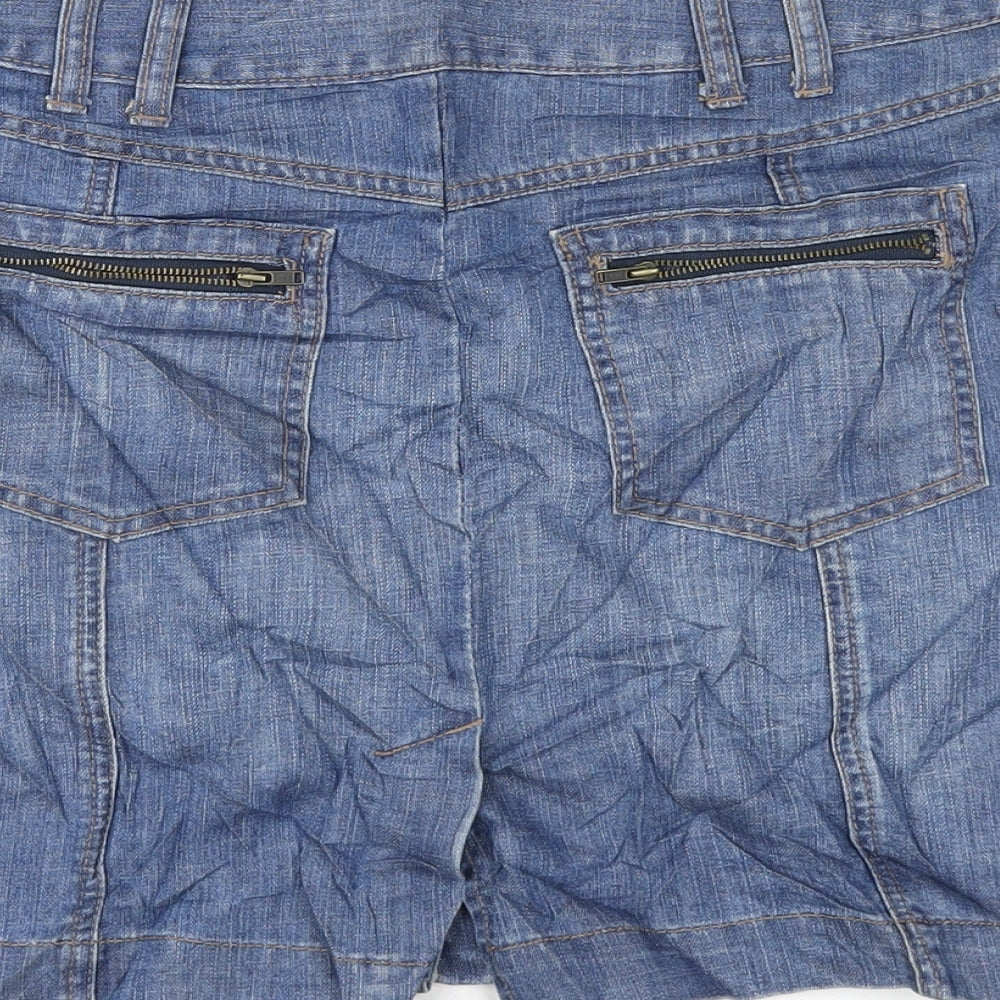 Marks and Spencer Womens Blue Cotton A-Line Skirt Size 10 Button