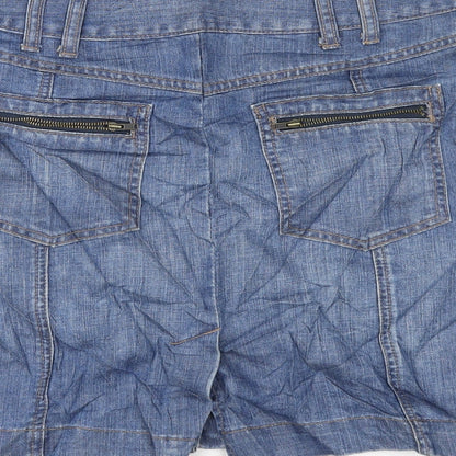 Marks and Spencer Womens Blue Cotton A-Line Skirt Size 10 Button