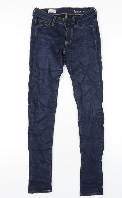 Gap Womens Blue Cotton Skinny Jeans Size S L31 in Regular Zip