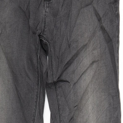 Marks and Spencer Mens Grey Cotton Skinny Jeans Size 34 in L33 in Regular Zip