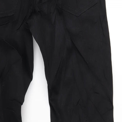 Marks and Spencer Mens Black Cotton Straight Jeans Size 32 in L32 in Regular Zip