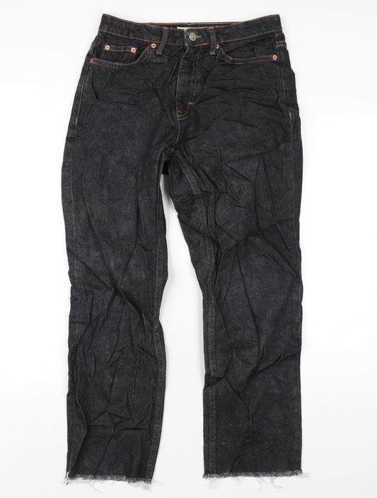 Topshop Womens Grey Cotton Straight Jeans Size 28 in L32 in Regular Zip