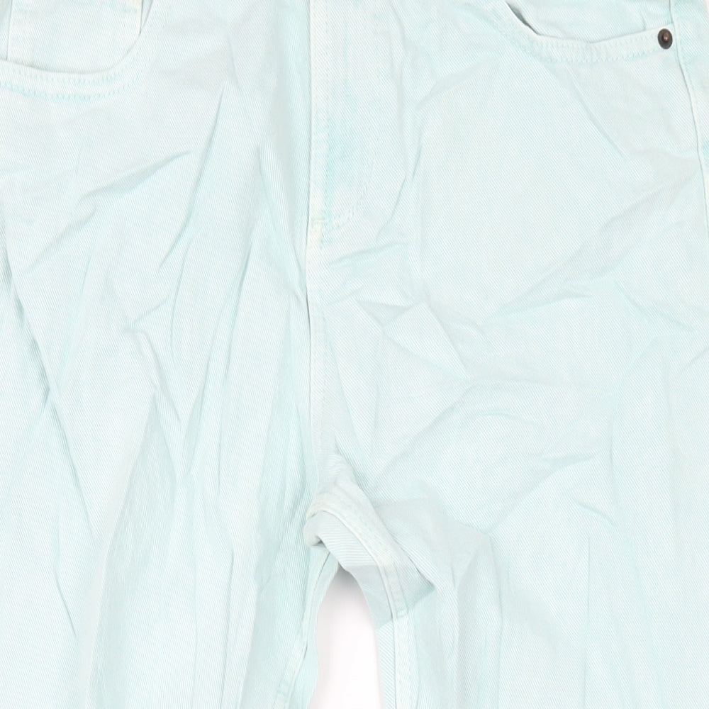 Marks and Spencer Girls Green Cotton Straight Jeans Size 13-14 Years L28 in Regular Zip