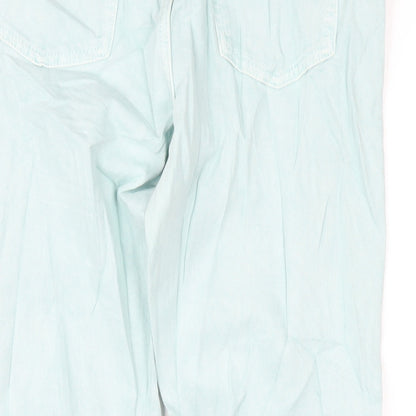Marks and Spencer Girls Green Cotton Straight Jeans Size 13-14 Years L28 in Regular Zip