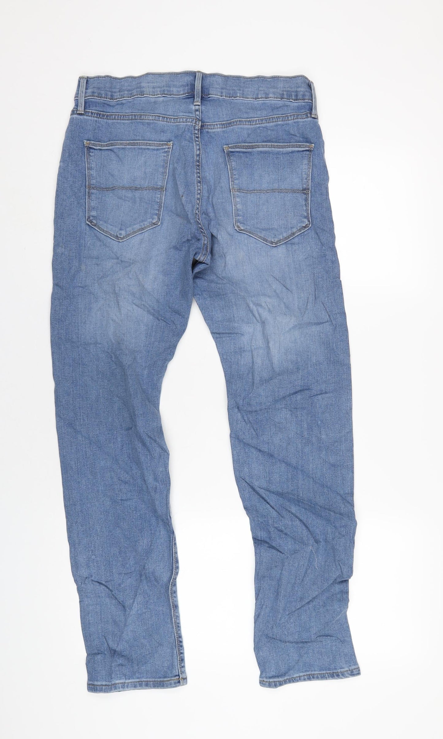 Marks and Spencer Mens Blue Cotton Skinny Jeans Size 30 in L29 in Regular Zip