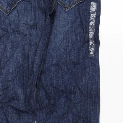Marks and Spencer Mens Blue Cotton Straight Jeans Size 30 in L31 in Slim Zip