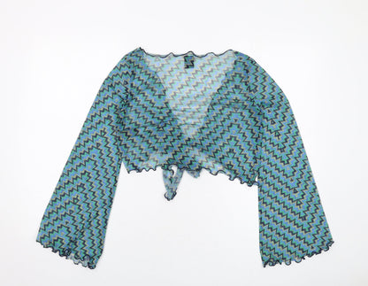 Womens UK Size M Urban Green Wrap Blouse