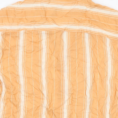 Next Mens Orange Striped Viscose Button-Up Size S Collared Button