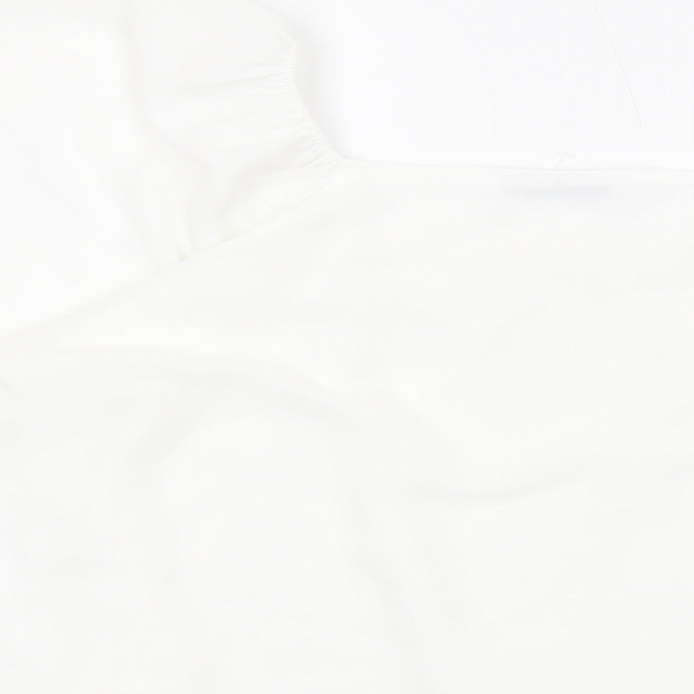Mangoi Womens White Polyester Basic Blouse Size M Round Neck