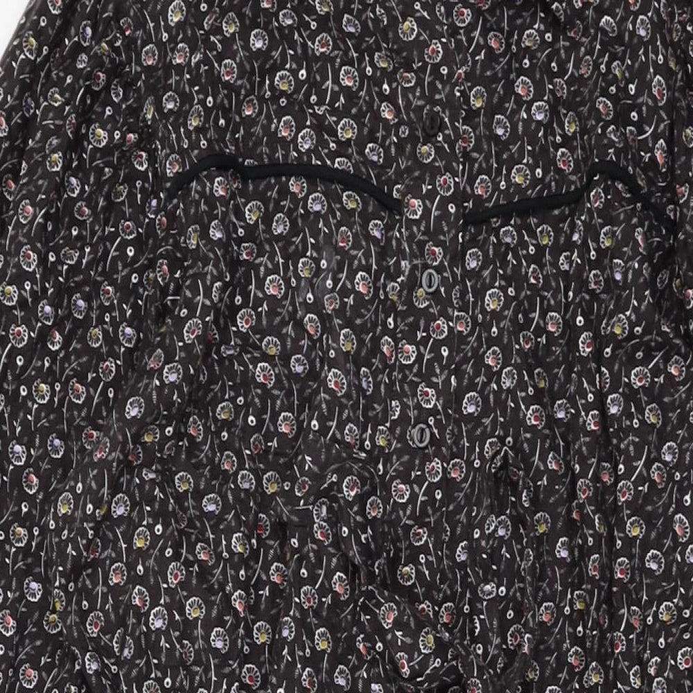 NEXT Womens Grey Geometric Viscose A-Line Size 16 Collared Button