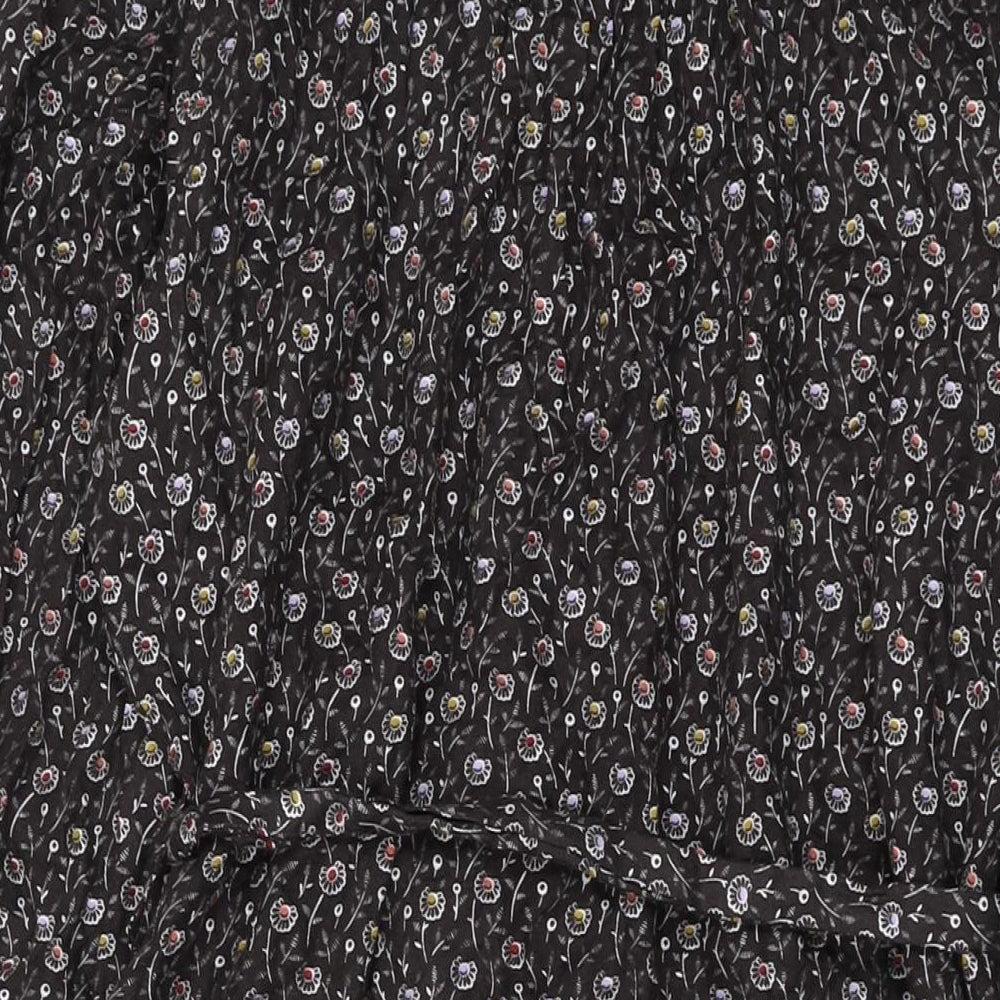 NEXT Womens Grey Geometric Viscose A-Line Size 16 Collared Button