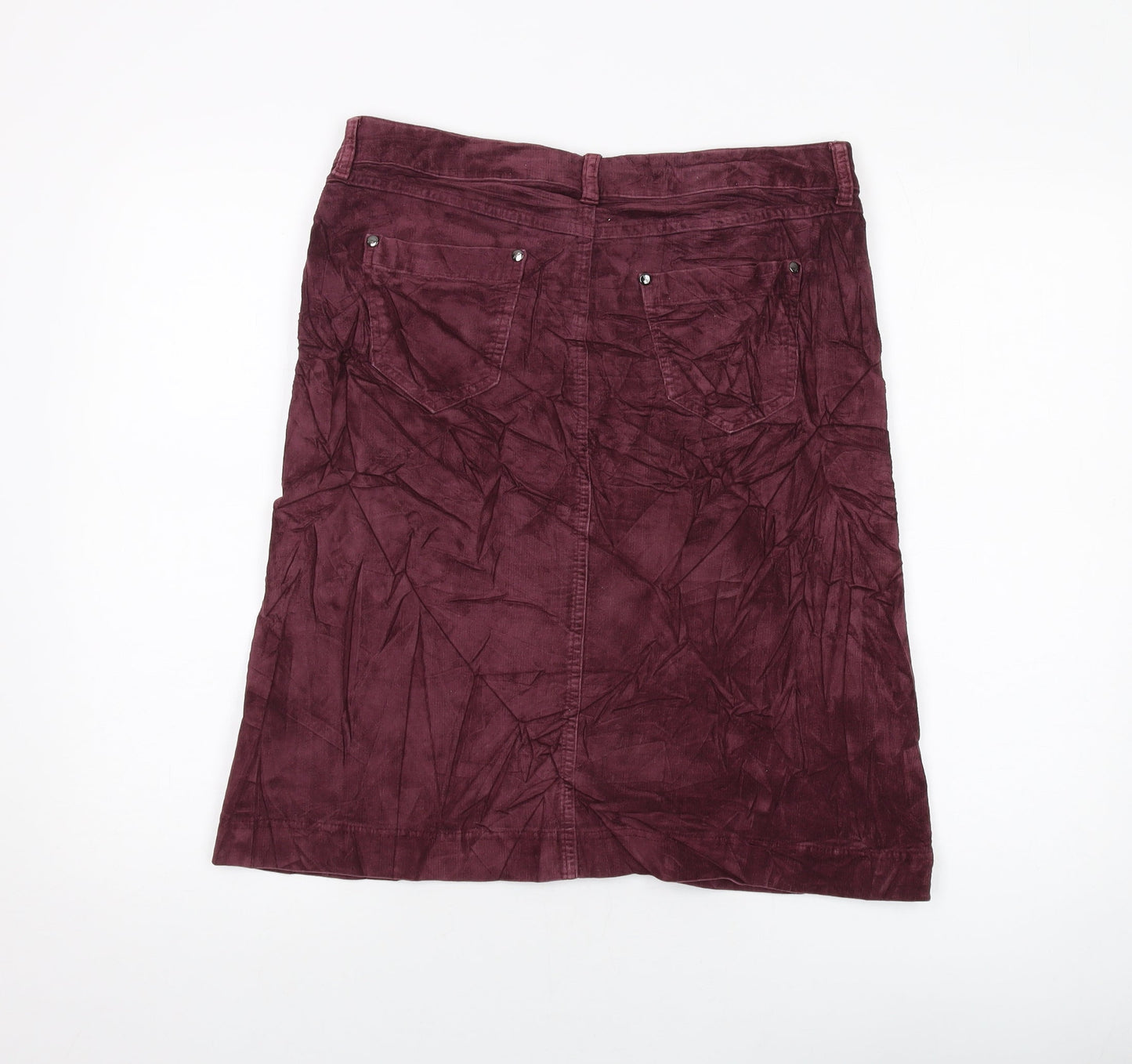 Per Una Womens Purple Cotton A-Line Skirt Size 12 Button