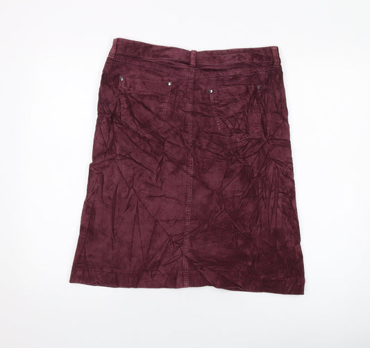 Per Una Womens Purple Cotton A-Line Skirt Size 12 Button