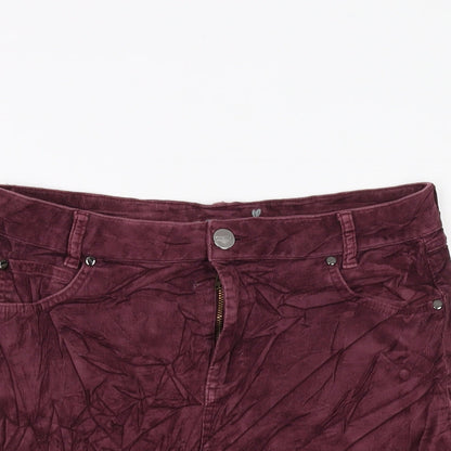 Per Una Womens Purple Cotton A-Line Skirt Size 12 Button