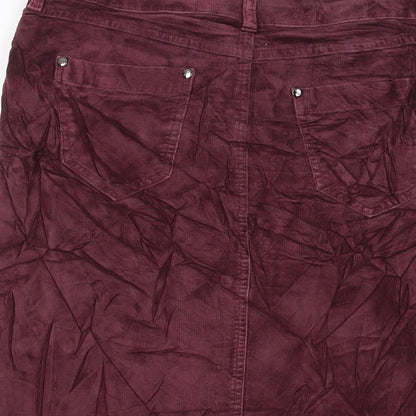 Per Una Womens Purple Cotton A-Line Skirt Size 12 Button