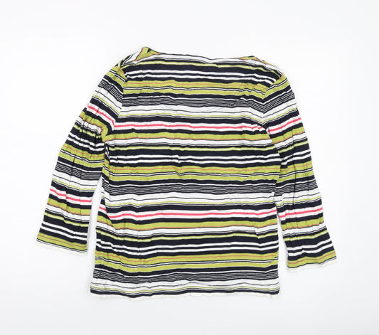Maine Womens Multicoloured Striped Cotton Basic T-Shirt Size 14 Round Neck