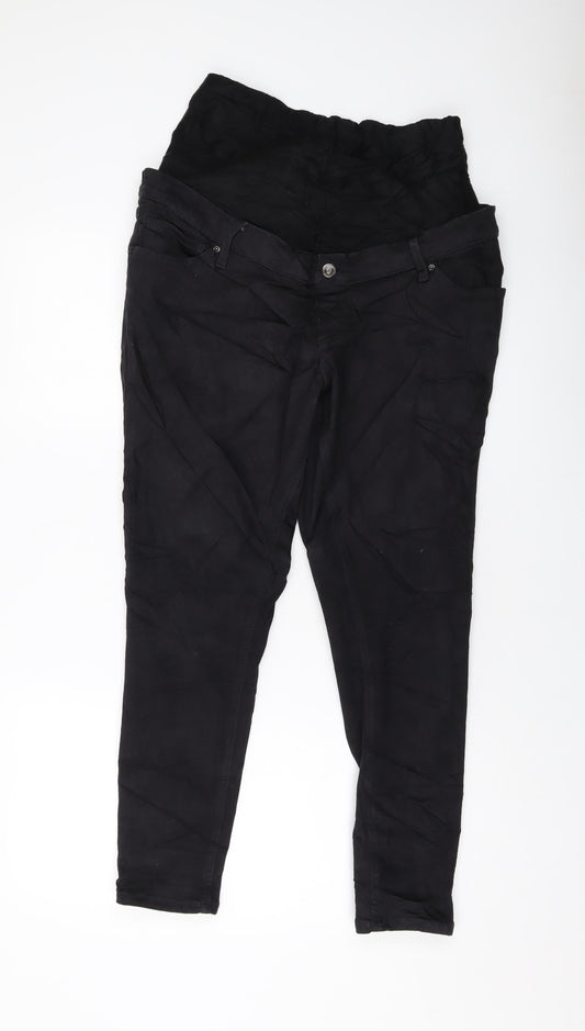 Topshop Womens Black Cotton Skinny Jeans Size 34 in L27 in Regular Button