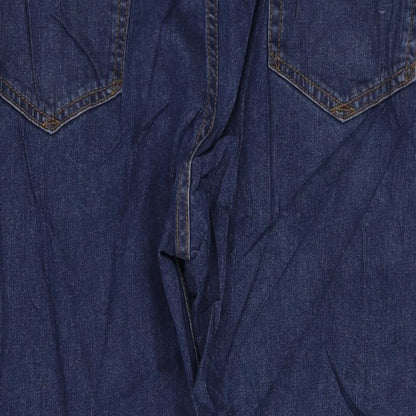Marks and Spencer Mens Blue Cotton Straight Jeans Size 40 in L29 in Regular Button