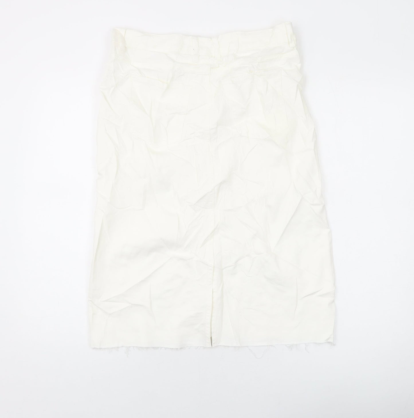 Marks and Spencer Womens Ivory Cotton A-Line Skirt Size 12 Button
