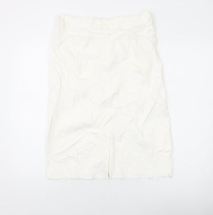 Marks and Spencer Womens Ivory Cotton A-Line Skirt Size 12 Button