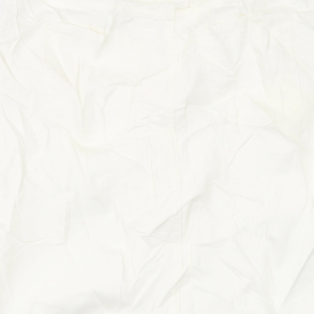 Marks and Spencer Womens Ivory Cotton A-Line Skirt Size 12 Button