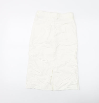 Marks and Spencer Womens Ivory Cotton A-Line Skirt Size 6 Button