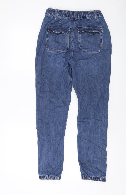 Marks and Spencer Womens Blue Cotton Tapered Jeans Size 8 L27 in Regular Button