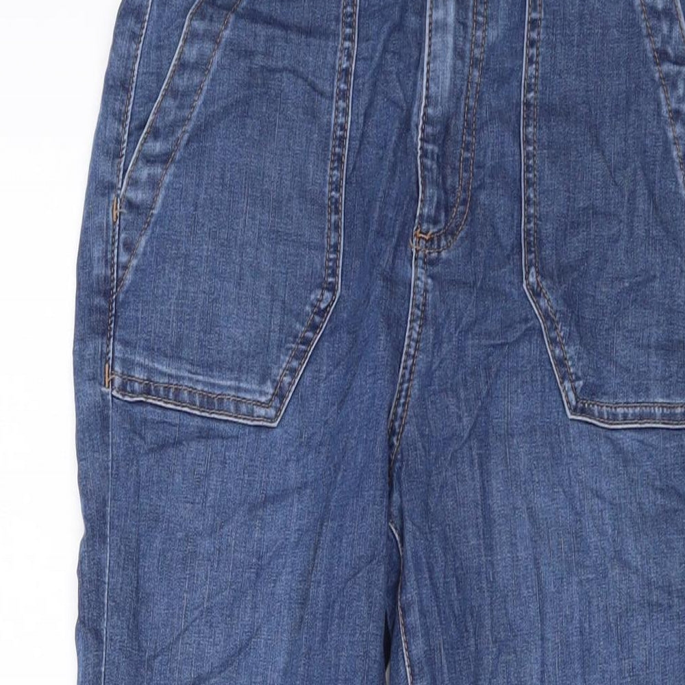 Marks and Spencer Womens Blue Cotton Tapered Jeans Size 8 L27 in Regular Button