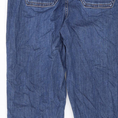 Marks and Spencer Womens Blue Cotton Tapered Jeans Size 8 L27 in Regular Button