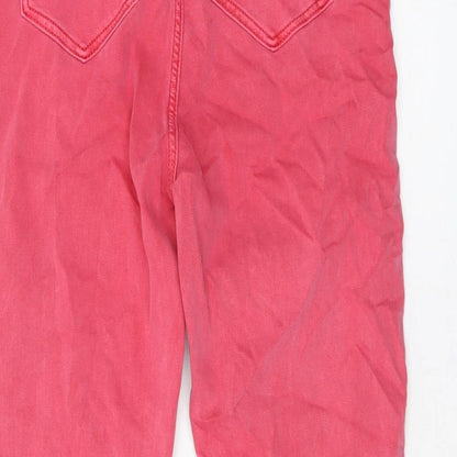 Marks and Spencer Womens Pink Cotton Cropped Jeans Size 8 L22 in Regular Button